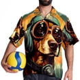 thumbnail image 4 of Retro Dog Men's Short Sleeve Spread Collar Poplin Shirt, Casual Printed Button Down Summer Beach Tops for Men, Unisex Comfortable Shirts, 4 of 6