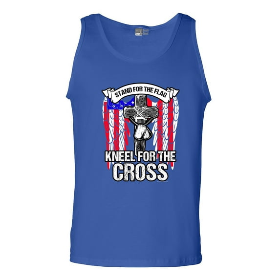 Stand For The Flag Kneel For The Cross Army Necklace USA DT Adult Tank Top