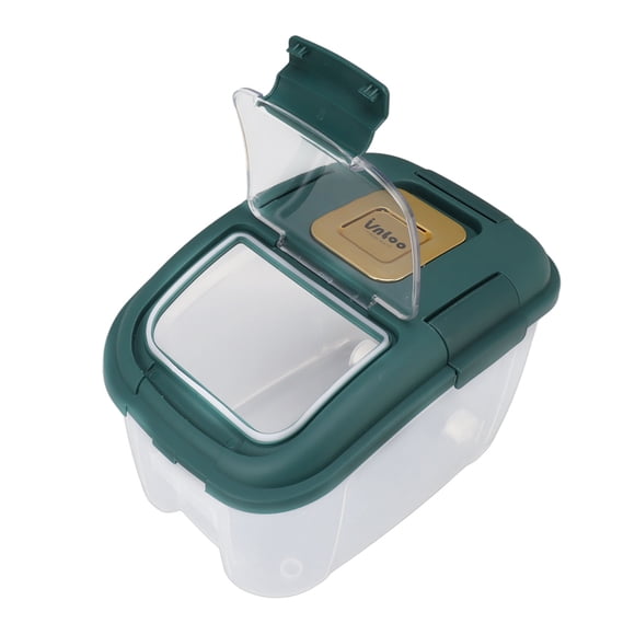 Container Plastic Grain Rice Storage Bin with Locking Lid Large Capacity Airtight Food Storage Containers Food Container for Rice Flour Grain[Green 5KG]