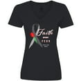 thumbnail image 3 of Inktastic Faith over Fear Parkinson's Awareness with Red Tulip Women's V-Neck T-Shirt, 3 of 5