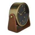 thumbnail image 6 of DecMode Stainless Steel Modern Round Decorative Desk Clock 7"W x 7"H, with Metallic Gold and Leathery Brown Stand, 6 of 8