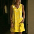 thumbnail image 6 of Summer Short Dresses for Women 2026 Plus Size Floral Printed V-Neck Sleeveless Casual Summer A-Line Loose Dress with Pockets, 6 of 8