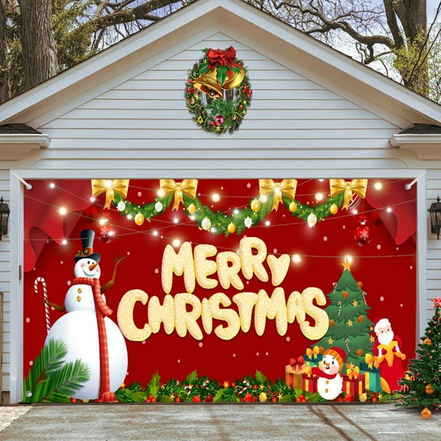 Christmas Garage Door Decoration Merry Christmas Garage Door Banner Cover Large Christmas Background Decoration Christmas Tree Outdoor Indoor Background