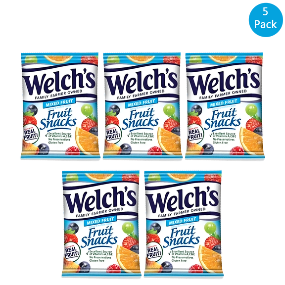 Pack Of 5 Welch's Fruit Snacks Mixed Fruit Gluten Free | 0.8 Oz Per Pack | GOLDENROW