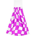 thumbnail image 2 of SKYSONIC Pink White Checkerboard Hanging Hand Towels with Hanging Loop, Hand Towels Soft Thick Dish Cloth Hand Towels for Kitchen Bathroom, with Hanging Loop, 12"x17", 2 of 6