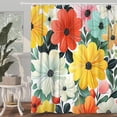 thumbnail image 2 of Bright Boho Floral Aesthetic Shower Curtain, Unique Funky Flowers Retro 60S 70S Groovy Daisy Flower Shower Curtain Set, Bohemian Colorful Girls Polyester Fabric Bathroom Curtain with Hooks 70X70IN, 2 of 5