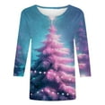 thumbnail image 5 of Fashion Fall Saving Women's Festive Holiday Tree Shirt Three Quarter Sleeve Round Neck Casual Blouse for Christmas Party Tees Tshirts Tops My Items, 5 of 5