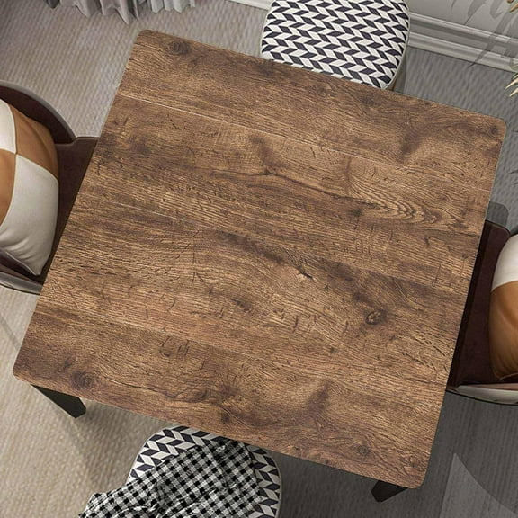 Wood Grain Square Tablecloth Fitted Table Cover with Elastic Edge Vintage Cloth Washable Tablecloths Wipe Clean for Indoor Outdoor Home Farmhouse, Fit for 32"x32" Tables, Style-10