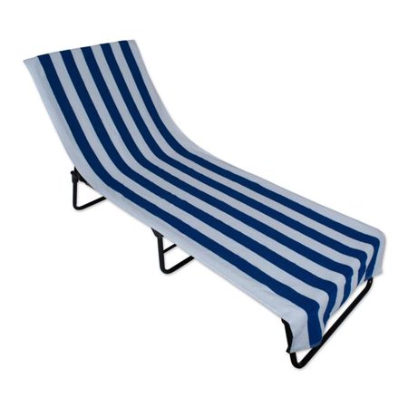 Blue Stripe Lounge Chair Beach Towel With Top Fitted Pocket 26x82