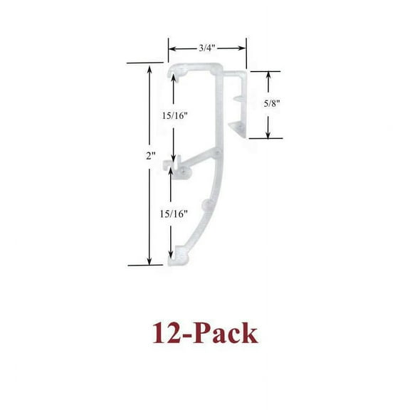 1" Double Slat CLEAR VALANCE CLIPS for Horizontal Wood or Mini Blinds (12-Pack)