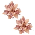 thumbnail image 2 of Christmas Flower Ornaments, Artificial Poinsettia Flowers With Glitter Finish, Light Pink Velvet Floral Decorations For Christmas Tree Wreath Garland Mantel Holiday Decor, 2 of 8