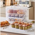 thumbnail image 3 of stanreset Convenient Cupcake Dim Sum Box With Bottom Support Dustproof Plastic Cake Box 35.5*26*19cm, 3 of 6