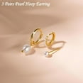 thumbnail image 3 of 3 Pairs Gold Hoop Earring for Women,14K Gold Plated Chunky Hoop Earrings Set Charm Cute Heart Butterfly Bow CZ Pearl Huggie Hoops Earrings Lightweight Trendy Jewelry, 3 of 7