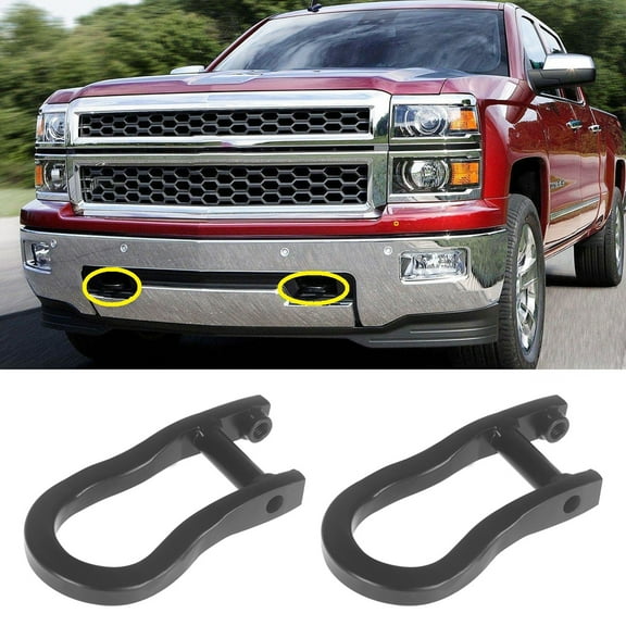 Pair of Black Tow Hooks Fit for GMC Sierra 1500, Chevrolet Silverado 1500 2007-2019