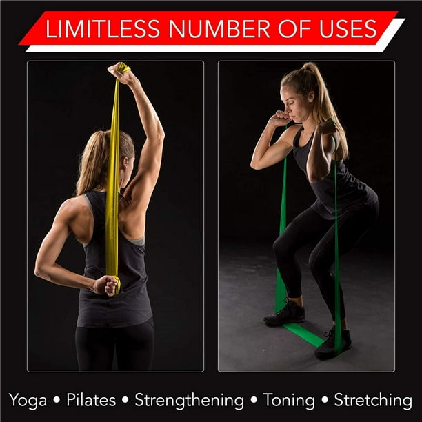 TheraBand Resistance Bands Set, Non-Latex Elastic Band for Upper/Lower Body  Exercise, Strength Training Without Weights