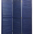 thumbnail image 4 of 3 Panel Foldable Wooden Shutter Screen with Straight Legs, Blue- Saltoro Sherpi, 4 of 6