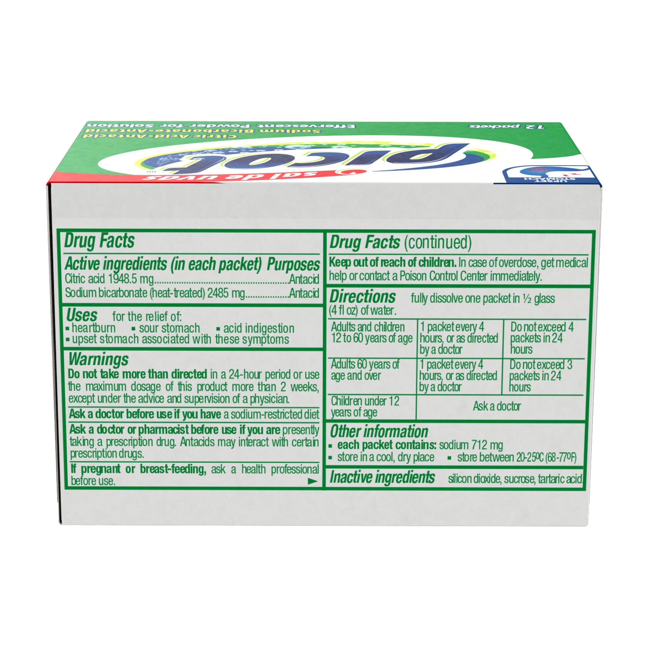 Sal de Uvas Picot Effervescent Antacid Powder, 12 Packets