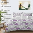 thumbnail image 5 of Geometric Morocco Duvet Cover Set Twin Size Quatrefoil Lattice Purple Grey Soft Lightweight Comforter Covers 4 Piece Bedding Set with 1 Duvet Cover 1 Bed Sheet & 2 Pillow Shams, 5 of 8