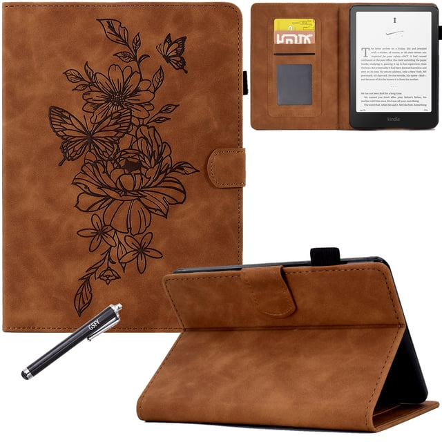 GSFY Case for Kindle Paperwhite 12th Gen 2024 Released (7") & Kindle Colorsoft Signature Edition, PU Leather Magnetic Closure Wallet Case with Card Slot Auto Sleep/Wake Feature, Brown