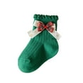 thumbnail image 2 of Avrnliq Kids Christmas Socks for Girls - Cotton Green Socks with Bows & Ruffled Cuffs, 1-12 Years (S/M/L/XL) for Holiday Parties, Photos & Everyday Wear,Size 6 T, 2 of 4