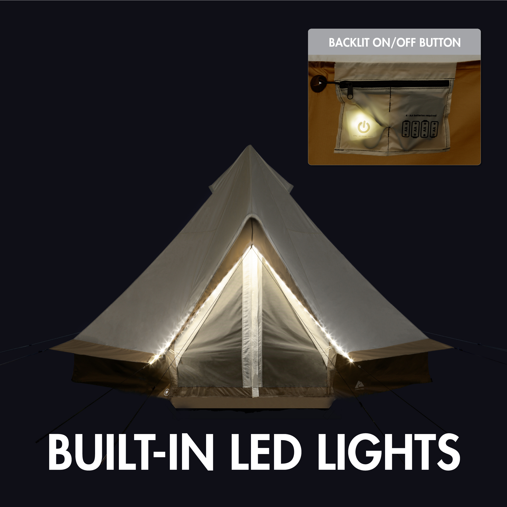 Carpa tipo campana para 8 personas con luces de cadena, 15 x 15 pies, 22.57 lb 5