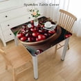 thumbnail image 2 of BANET Square Table Cover Fitted Family Dinners or Gatherings Table Cloth,Red Fruit Leafy Wooden Board White, 2 of 7