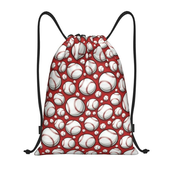 Saiise Cute Baseball Pattern Sports Drawstring Backpack - String Swim Gym Bag with Wet Proof Pocket for Women&Men-Medium