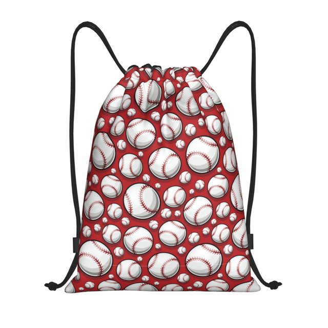 Saiise Cute Baseball Pattern Sports Drawstring Backpack - String Swim Gym Bag with Wet Proof Pocket for Women&Men-Medium