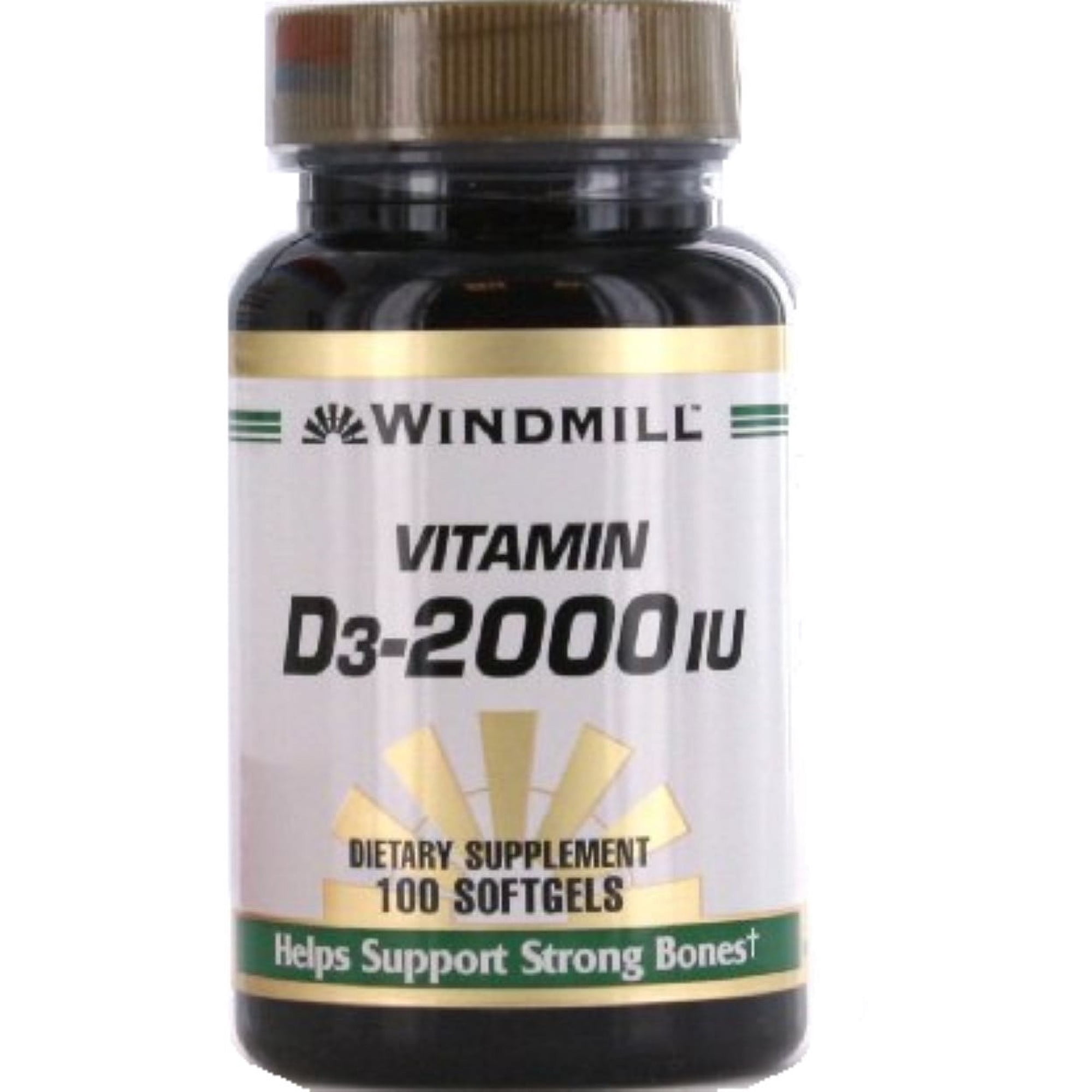 Windmill Vitamin D3-2000 IU Softgels 100 ea (Pack of 2)
