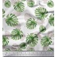 thumbnail image 1 of Soimoi White polyester Crepe Fabric Monstera Leaves Printed Fabric 1 Yard 42 Inch Wide, 1 of 3