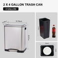 thumbnail image 2 of 2 x 4 Gallon (2 x 15 L) Trash Can, Dual Compartment Waste Bin with Removable Inner Bucket, Stainless Steel Step Rubbish Bin with Soft-Close Lid for Kitchen, Dining Room, 2 of 7
