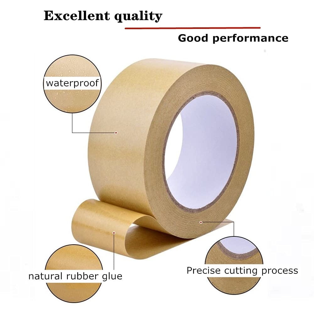 Triani 5 Rolls Self Adhesive Kraft Paper Tape 1.97 inch x 55 Yard Brown Shipping Tape Cardboard Tape for Heavy Duty Packing and Carton Sealing