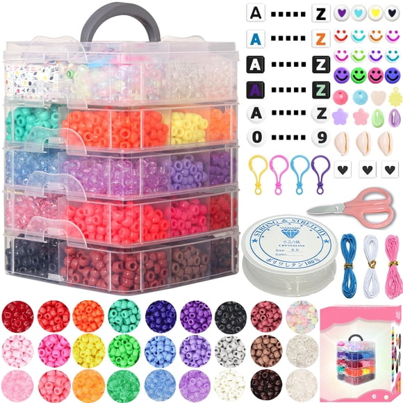 Kit para hacer pulseras JULIMAIDONG, 6500 unidades, cuentas de poni con accesorios
