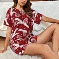 thumbnail image 4 of Rocae Christmas Holiday Pinecone for Two Piece Sleepwear Pajamas Sets for Women Soft Short-Sleeved Pjs with Lounge Shorts -Small, 4 of 6