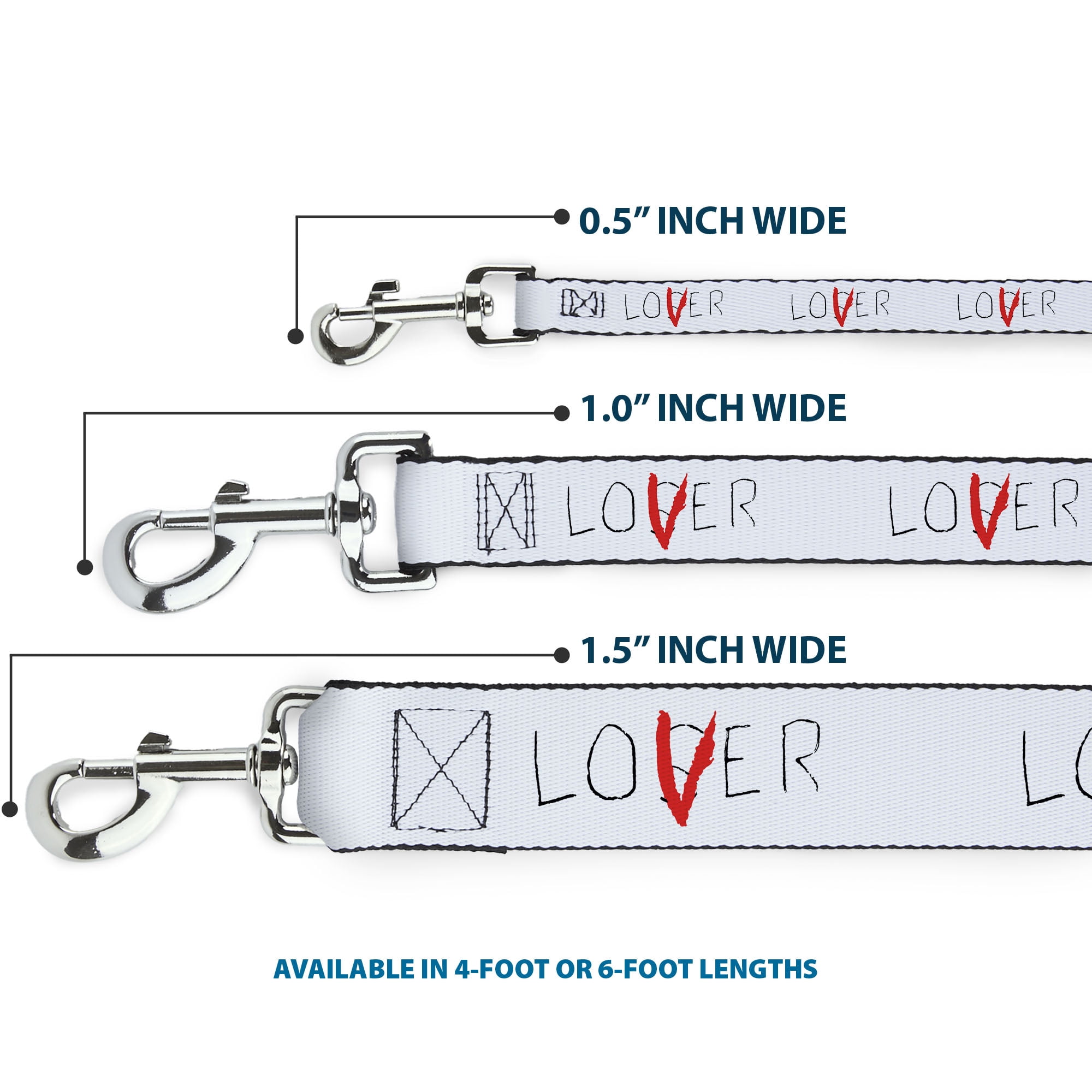 Warner Bros. Horror Movies Pet Leash, Dog Leash, It Chapter Two Loser Lover Quote, 6 Feet Long 1.0 Inch Wide