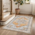 thumbnail image 3 of Toyoso 3x5 Machine Washable Area Rug, Soft Polyester Vintage Medallion Distressed Rug, Non-Slip Oriental Floral Accent Carpet, Burnt Orange, 3 of 7