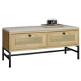 thumbnail image 3 of Danolapsi Rattan Shoe Bench Entryway Bench with Storage Drawer, Wooden Storage Bench with Linen Seat Cushion, for Hallway and Bedroom, 3 of 7