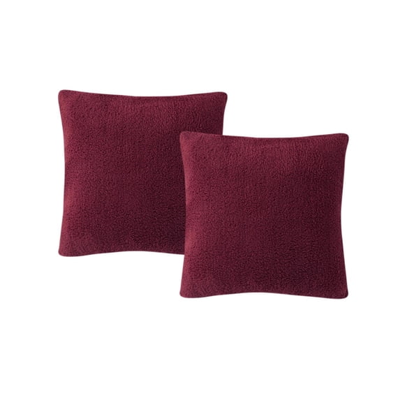 Morgan Home Birch Trails Solid Sherpa Set of 2 Decorative Pillows, 18″ x 18″, Red, 18 Xx18