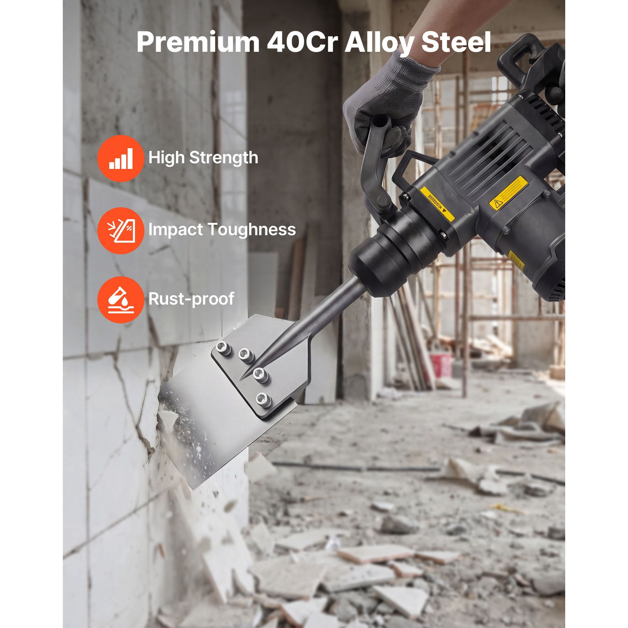 SDS Max Floor Scraper, 24.8" x 5.9" Chisel Bit with SDS Max Shank, Compatible with Rotary Hammers, Heat Treated 40Cr Alloy Steel, Sharp Edge for Removing Laminate Flooring, Tiles, and Mortar