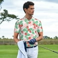 thumbnail image 3 of Honeii Strawberry print Polo Shirt, a classic short-sleeved, button-down golf shirt designed for menLarge, 3 of 6
