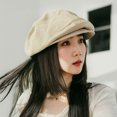 thumbnail image 1 of LinYooLi Japanese Short Brimmed Beret For Women In Spring And Autumn, With A Large Head Circumference And A Retro Cloud Hat That Shows Off The Face, Small Painter, And Children's Hat, 1 of 9