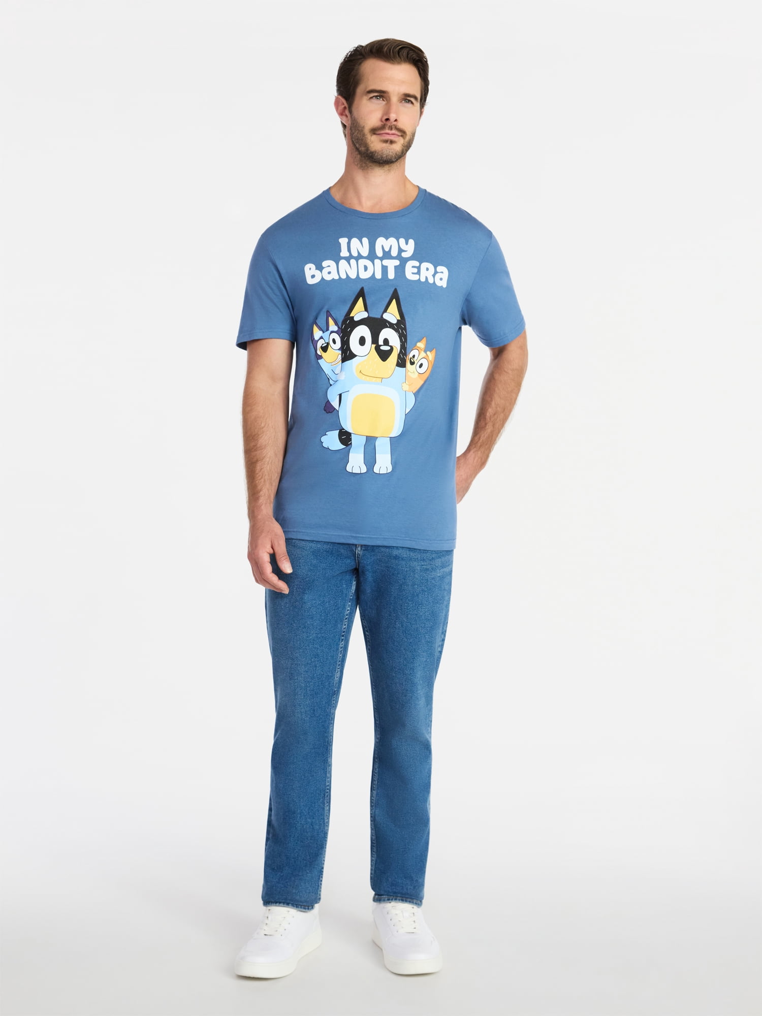 Bluey, Men's & Big Men's Graphic Tee, Bandit Era, Sizes S-3XL