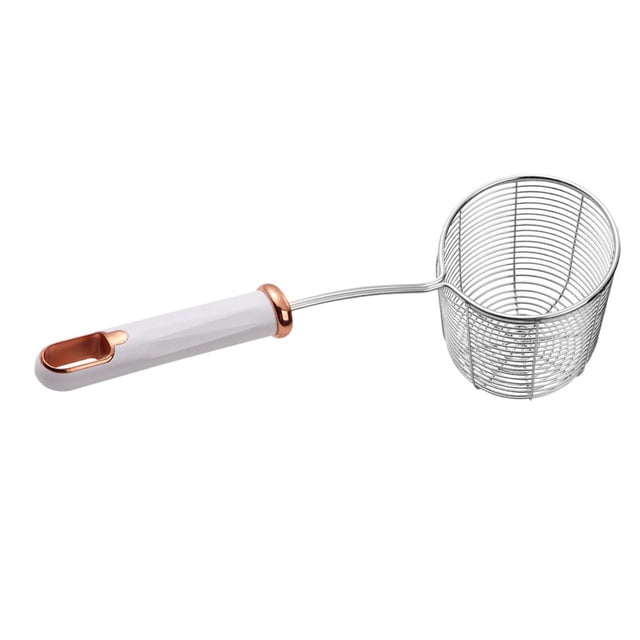 Elodie Deepened Skimmer Spoon Kitchen Oil Spoon for Frying Cooking Dumplings white handle