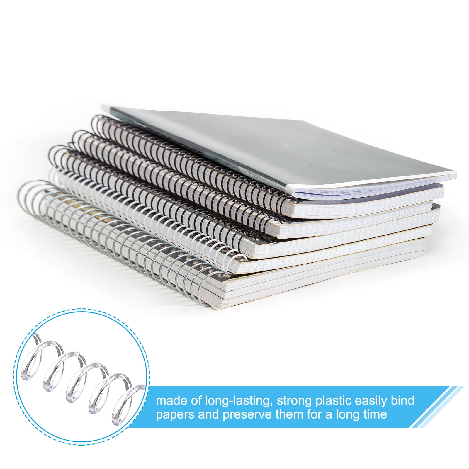 Unique Bargains Spiral Binding Coils for Sheet Capacity with 4:1 Pitch 10mm Clear