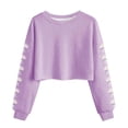 thumbnail image 2 of Uootdi Casual Tops for Women Crewneck Long Sleeve Floral Print Cropped Hem Fall Winter Casual Sweatshirts Gift, 2 of 5