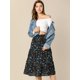 thumbnail image 2 of Falda Midi Para Mujer Faldas Con Gradas Casuales Con Cintura Elástica Y Una Línea Azul negro XS, 2 of 7
