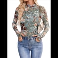 thumbnail image 3 of Top de Larga con Encaje Floral y Cuello Alto para Mujer Flores de Color Verde Oscuro M, 3 of 9