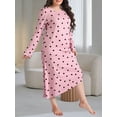 thumbnail image 3 of ValueVibe Plus Size Nightgown for Women Long Sleeve Sleepshirt Crew Neck Full Length Sleepdress with Pink Love Print, 1XL, 3 of 5