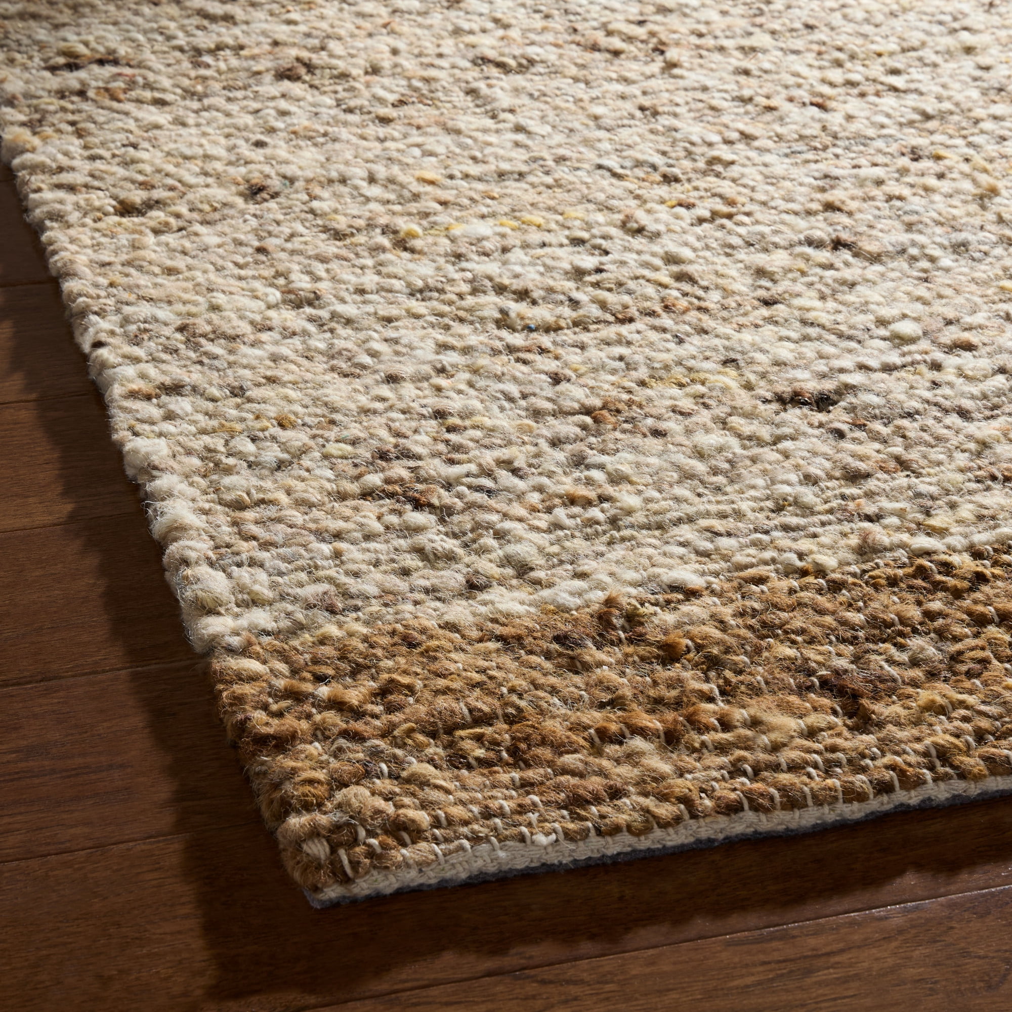 TOWN & COUNTRY TERRA Montana Textured Border Handcrafted 100% Wool Area Rug, Beige/Light Brown, 8'x10'