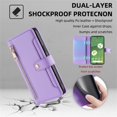 thumbnail image 2 of Zipper Wallet Case for Google Pixel 6, Crossbody Lanyard Shoulder Strap & Wrist Hand Strap Handbag Cover, Premium Leather 6 Card Slots Holder Kickstand Magnetic Flip Folio Case, Purple, 2 of 8